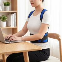 Back Support Belt Posture Corrector Back for Women, Breathable Orthopedic Belt made of Textile, Adjustable Back Strap 41 cm, Blue Back Straightener