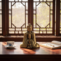 Brass Buddha Statue Intricate Elaboration Buddhist Sculpture Fine Workmanship