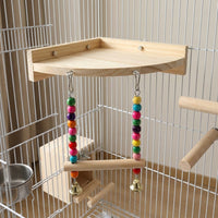 Bird stand with Perch, Swing and Wood Stand for Parakeets Cockatiels, Screw on Cage Bar for Medium Birds and Lovebirds