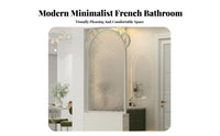 Wet and Dry Separation Bear-Shaped Glass Panel French Cream Type Vanity Screen Modern Minimalist Privacy Partition for Homeowners, Young Adults, Parents, Washroom