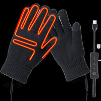 usb充电加热手套外卖骑手指可触屏五指插电发热电动车防寒保暖男