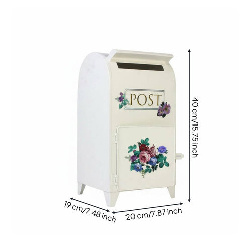 European Post Box Floral Design Decorative Mail Box Spacious Home Storage for Outdoor