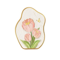 Cream Style Decorative Painting with Tulip, Desktop Ornament for Study or Bedroom