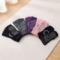 Women's Anti-Slip Toeless Yoga Pilates Socks with Five Toe Design