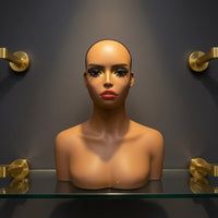 Mannequin Head with Shoulders Realistic Hairpiece Head with Shoulders Dark Skin Tone for Stylists