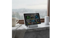 Moon Phase Display Color Screen Weather Station Snooze Function Radio Controlled Weather Timepiece Humidity Monitoring Indoor Outdoor Forecast Timepiece Barometric Pressure for Bedroom, Living Room, Office
