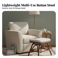 Woven Top Footrest Retro Design Low Padded Seat Space-Saving for Living Room