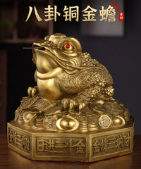 Brass Bagua Gold Toad Figurine, Chinese Style, Metal Craft