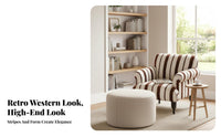 Striped Wooden Armchair Sturdy Wood Frame Striped Upholstered Armchair Designer Look Space-Saving Design for Living Room