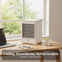 Desktop Air Chiller Mist Humidifier Desktop Cooling Fan Triple Wind Settings Mini Water-Cooling Chiller for Students, Office Workers, Desk