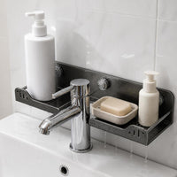 Suction Cup Bathroom Shelf for Vanity and Sink, Wall-Mounted No-Drill Storage Rack