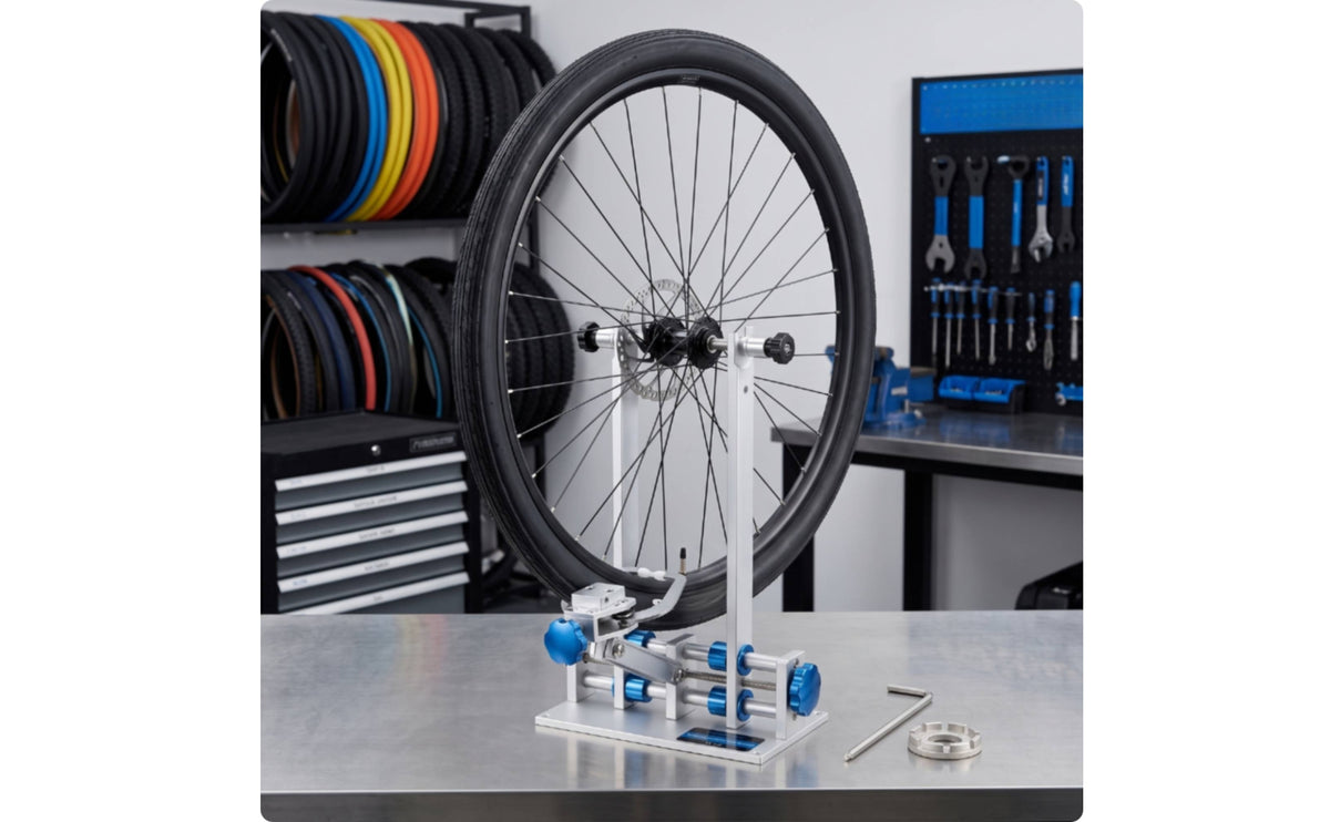 Bench-Top Two-Wheeled Wheel Truing Stand Adjustable Wheel Truing Stand Rigid Accurate for Workshops