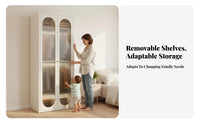 French Cream design 2-Door Armoire Large Capacity 2-Door Wardrobe Multiple Color choices Bedroom Furniture configurable Design for Children, Families, Homeowners, kid's Room, Nursery, Playroom, Apartment