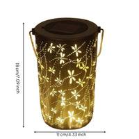 Hanging Solar Chime Lamp Wrought Iron Metal Pattern Projection Light for Patio