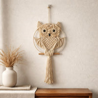 Macrame Owl Wall Hanging Handmade Macrame Owl Tapestry Gift Idea for Bedroom
