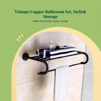 European Black Bronze Towel Rack, Antique Copper, Wall Mount
