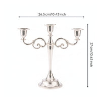 Three-Arm Candelabra Metal Candelabra with Weighted Base Polished for Wedding