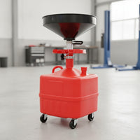 Mobile Oil Drain Cart with Funnel Portable Waste Oil Collector with Tray Heavy Duty Pan Quick Cleanup for Mechanics, Auto Technicians, Garage, Workshop
