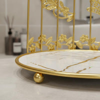 Gold Birdcage Vanity Tray Space-Saving Decorative Birdcage Rack Rust-Proof