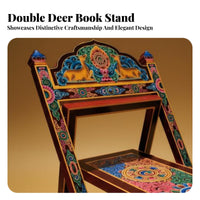 Painted Deer Bookrest Intricate Pattern Book Stand Stable Support for Home Cooks