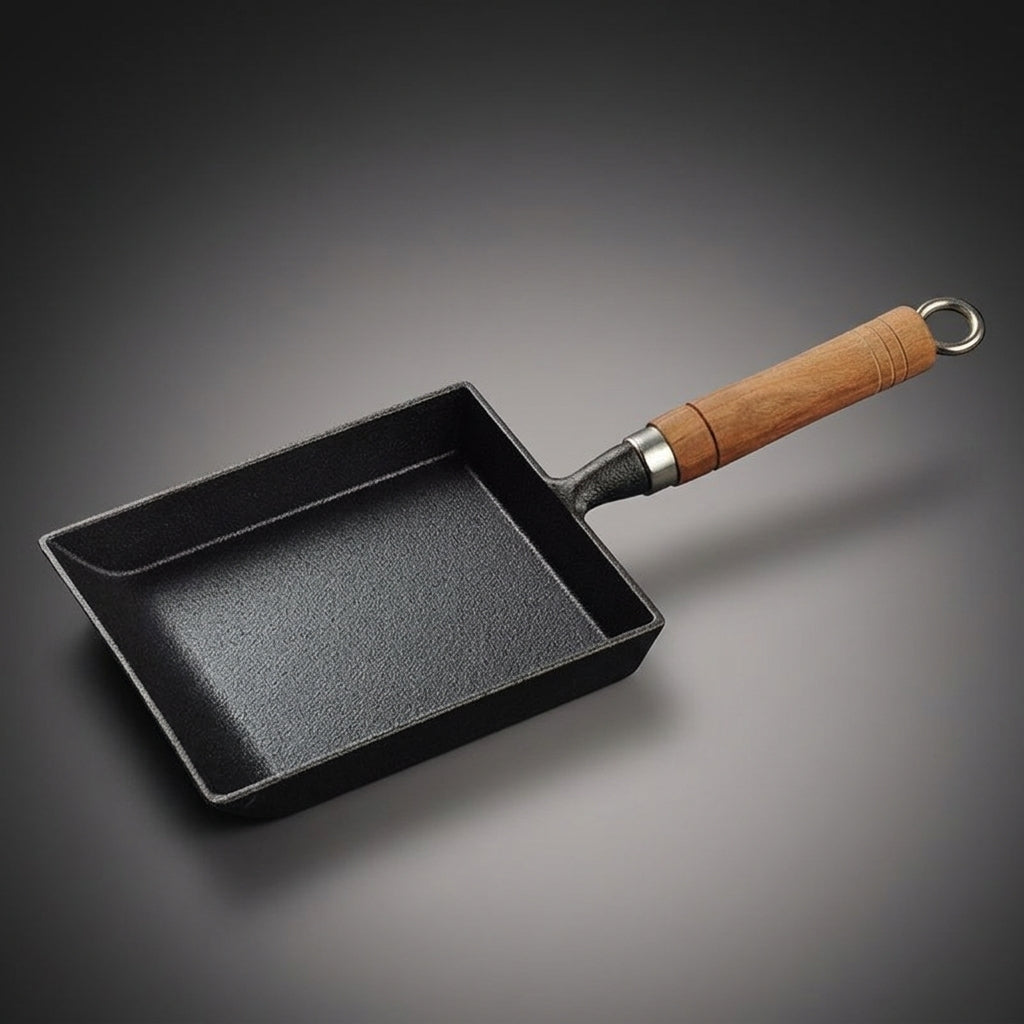 Cast Iron Pan and Omelette Maker for Japanese Cooking, Uncoated Tamagoyaki Pan with Spatula, Japanese Omelette Pan for Induction, Breakfast Pan