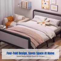 Folding Bed, Wide, Portable, Hardboard, Bedroom, Home, Four-Fold