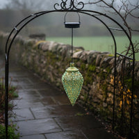 Wrought Iron Solar Lantern Weather Resistant Hollow Metal Projection Lamp