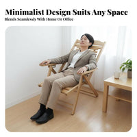 Foldable Bamboo Recliner sturdy Duty Folding Recliner with Footrest for Campers
