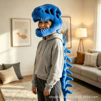 Dinosaur Skull Plush Hat for Kids, Creative Toy, Halloween Gift