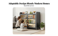Multi-Tier Cupboard with Fluted Doors Particle-Resistantresistant Storage Cabinet Sturdy Construction Adaptable for Homeowners