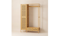 Wardrobe with Drawers Boho Garment Rack with Cabinet Versatile Freestanding Closet System for Entryway