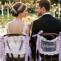 2pcs Newlywed Wedding Chair Back Decor, Vintage Lace Table Decoration for Wedding Ceremony