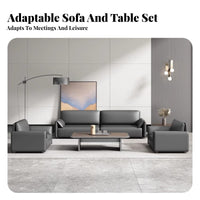 Minimalist Design 3-Seater Sofa Professional Appearance 3-Piece Seating Arrangement Comfortable Cushioning Reception Couch Sturdy Construction for Executives, Business Owners, Clients, Waiting Room, Lobby
