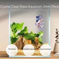 Clear Glass Betta Fish Tank Desktop Aquatic Habitat