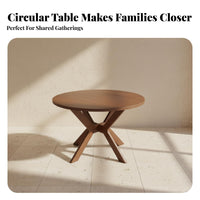 Space-Saving Round Drop-Panel Table Foldable Design Home Furniture Extendable Household Furnishing Multi-Functional for Apartment Dwellers, Small Families, Couples, Dining Room, Kitchen, Breakfast Nook