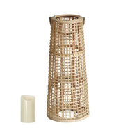 Bamboo Lantern Tapered Cylindrical Rattan Lantern Metal Rings Open Lattice Rustic Decor Suitable for Living Room Photography Setup Reading Corner