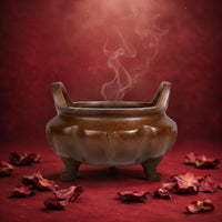Lotus Incense Burner Brown Metallic-Like Finish Copper Incense Burner Side