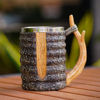 新品热销仿真树杈把手马克杯返璞归真原木啤酒杯家用随手杯创意礼