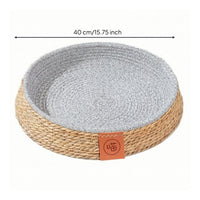 Cat Bed with Raised boarder Cat Basket Bed Scratch-Resistant Woven Basket for Floor