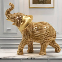 Beaded Elephant Statue Good Luck Home Decor Protection for Desktop