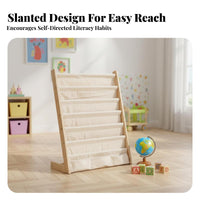 Childrens Wooden Bookcase Solid Wood Frame Toddler Bookshelf Little