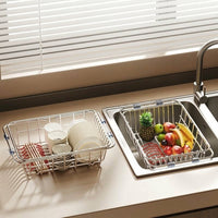Extendable Dish Rack and Kitchen Sink Rack, Stainless Steel Sink Organiser and Bowl Rack, Space Saving In-Sink Design for Apartment Kitchens