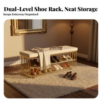Upholstered Shoe Rack Bench Luxurious Design Cushisingled Rack Bench Multi-Purpose Use Multi-Purpose for Apartment Dwellers
