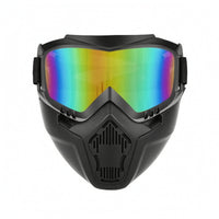 Adjustable Riding Goggles with Face Mask Non-Slip Motorcycle Goggles with Mask Breathable Detachable Face Guard Anti Scratch for Riders, Outdoor Workers