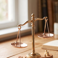 Balance Scale with Wooden Base Vintage Style Miniature Furniture Set Gold Tone Ornament for Collectors, Hobbyists