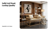 New Chinese Design Sofa Set Solid Ash Hardwood Living Room Set Seating Group for Homeowners, Tea Lovers, Study, Reception Area, Meditation Space