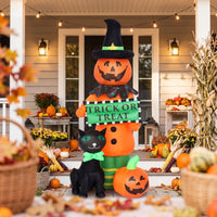 Inflatable Black Cat and Pumpkin Outdoor Inflatable Pumpkin with Cat Festive Yard Decoration Cute for Lawn, Porch