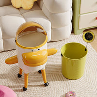 Lidded Trash Bin Wheeled Rolling Wastebasket Mobile for Nursery, Kids