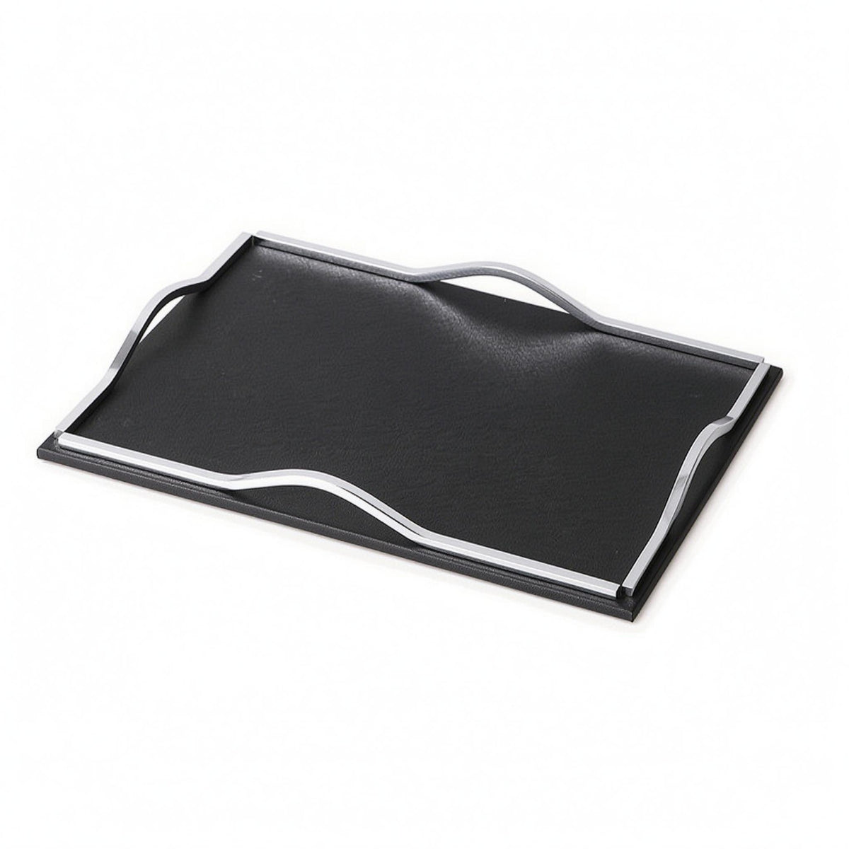 Leather Serving Tray Raised Edges Home Decor Flat Base for Coffee Table