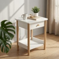 Nightstand with Drawers Nordic Wooden Nightstand Bottom Shelf Small Storage Table for Living Room